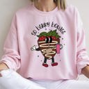 Small Light Pink So Berry Boujee Chocolate Strawberry Bougie Print Cozy Luxe Weekend Wear Sweatshirt
