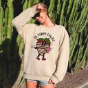 XL Sand So Berry Boujee Chocolate Strawberry Bougie Print Cozy Luxe Weekend Wear Sweatshirt