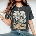 Large Pepper Dark Gray Boho Floral Vintage Ethereal Garden Motif With Delicate Petals And Foliage Comfort Colors Tee