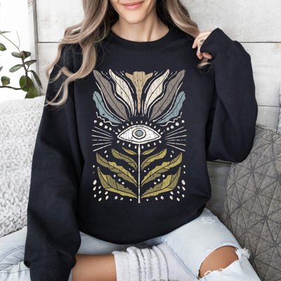 Mystical Floral Vintage Cozy Garden Print Ethereal Botanical Artwork Collection Sweatshirt