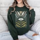 Large Forest Dark Green Mystical Floral Vintage Cozy Garden Print Ethereal Botanical Artwork Collection Sweatshirt