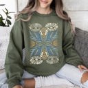 XXL Military Green Boho Folk Art Vintage Mystical Floral Dreamcatcher Moon Mandala Garden Spirit Sweatshirt