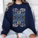 XL Navy Boho Folk Art Vintage Mystical Floral Dreamcatcher Moon Mandala Garden Spirit Sweatshirt