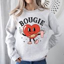 Large Ash Light Gray Bougie Heart Boujee Valentine Graphic Love Letter Cozy Luxe Statement Sweatshirt