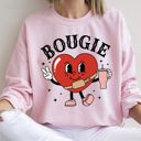 Small Light Pink Bougie Heart Boujee Valentine Graphic Love Letter Cozy Luxe Statement Sweatshirt
