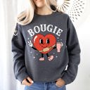 XL Dark Gray Heather Bougie Heart Boujee Valentine Graphic Love Letter Cozy Luxe Statement Sweatshirt