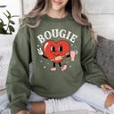 Medium Military Green Bougie Heart Boujee Valentine Graphic Love Letter Cozy Luxe Statement Sweatshirt