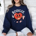 Small Navy Bougie Heart Boujee Valentine Graphic Love Letter Cozy Luxe Statement Sweatshirt