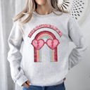 Large Ash Light Gray Heart Breaker Love Sunglasses Retro Graphic Statement Cozy Vintage Vibe Valentine's Day Edition Sweatshirt