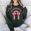 Large Forest Green Heart Breaker Love Sunglasses Retro Graphic Statement Cozy Vintage Vibe Valentine's Day Edition Sweatshirt