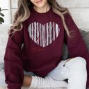 XXL Maroon Love Is All Around Winter Forest Cardinal Heart Scene With Snowflakes And Cardinal Birds Sweatshirt