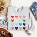  Colorful Hearts Rainbow Love Valentine's Day Edition Cozy Premium Graphic Design Sweatshirt