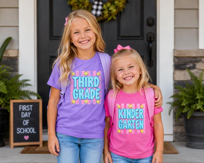 Back To School Kids, Striped, First Day, Teacher, Grades, Students, Colorful Comfort Colors T-Shirt