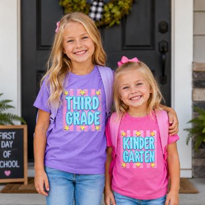 Back To School Kids, Striped, First Day, Teacher, Grades, Students, Colorful Comfort Colors T-Shirt
