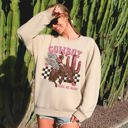 Large Sand Cowboy Take Me Away Western Country Valentines Day Classic Rustic Vintage Graphic Sweatshirt