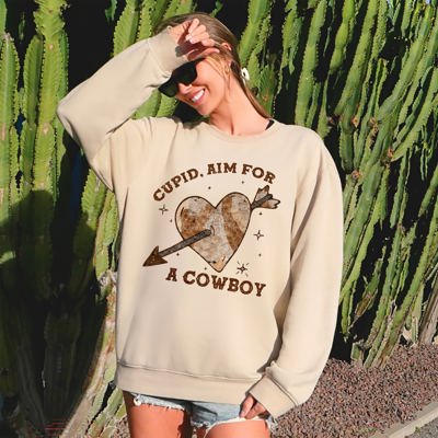 Cupid Aim For A Cowboy Heart Western Country Valentines Day Sweatshirt For Lovers Of Western Romance