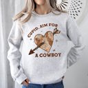 Medium Ash Light Gray Cupid Aim For A Cowboy Heart Western Country Valentines Day Sweatshirt For Lovers Of Western Romance