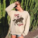 Large Sand Cupid Aim For A Cowboy Horse Western Country Valentines Day Graphic Cozy Sweatshirt