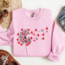 Large Light Pink Dandelion Hearts Flower Artwork Print Featuring Whimsical Petals And Love Motifs Sweatshirt