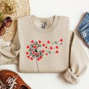 XXL Sand Dandelion Hearts Flower Artwork Print Featuring Whimsical Petals And Love Motifs Sweatshirt