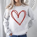XXXL Ash Light Gray Double Heart Sketch Doodle Love Valentine Themed Cozy Graphic Illustration With Bold Lines And Hearts Sweatshirt