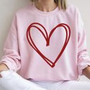 XXL Light Pink Double Heart Sketch Doodle Love Valentine Themed Cozy Graphic Illustration With Bold Lines And Hearts Sweatshirt