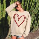 Large Sand Double Heart Sketch Doodle Love Valentine Themed Cozy Graphic Illustration With Bold Lines And Hearts Sweatshirt