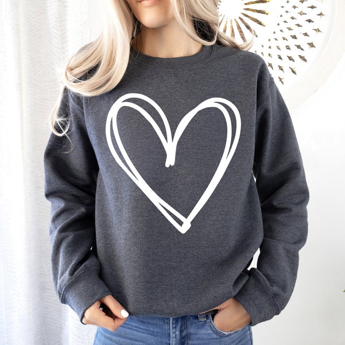 Double Heart Sketch Doodle Love Valentine Themed Cozy Graphic Illustration With Bold Lines And Hearts Sweatshirt
