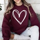 XXXL Maroon Double Heart Sketch Doodle Love Valentine Themed Cozy Graphic Illustration With Bold Lines And Hearts Sweatshirt
