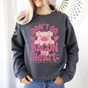 XXXL Dark Gray Heather Don't Go Bacon My Heart Pig Pun Valentine's Day Cozy Fleece Lined Graphic Sweatshirt