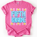  Back To School Kids, Striped, First Day, Teacher, Grades, Students, Colorful Comfort Colors T-Shirt