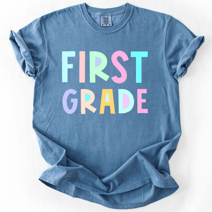 Back To School Kids, Pastel, First Day, Teacher, Grades, Students, Colorful Comfort Colors T-Shirt