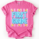  Back To School Kids, Striped, First Day, Teacher, Grades, Students, Colorful Comfort Colors T-Shirt
