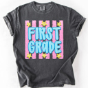  Back To School Kids, Striped, First Day, Teacher, Grades, Students, Colorful Comfort Colors T-Shirt