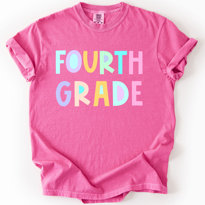 Back To School Kids, Pastel, First Day, Teacher, Grades, Students, Colorful Comfort Colors T-Shirt