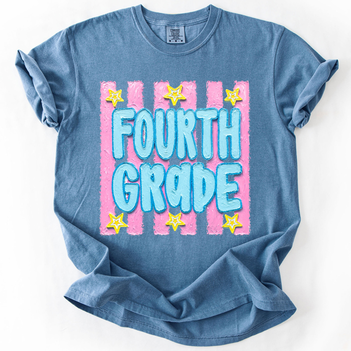 Back To School Kids, Striped, First Day, Teacher, Grades, Students, Colorful Comfort Colors T-Shirt