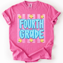  Back To School Kids, Striped, First Day, Teacher, Grades, Students, Colorful Comfort Colors T-Shirt