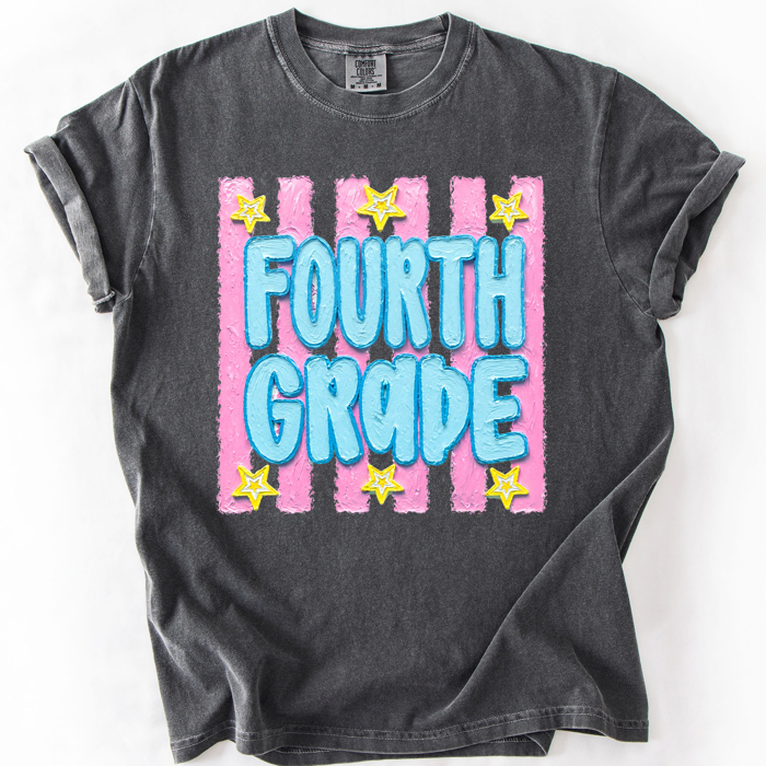 Back To School Kids, Striped, First Day, Teacher, Grades, Students, Colorful Comfort Colors T-Shirt