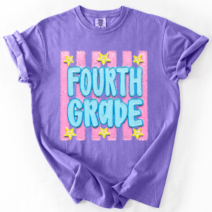 Back To School Kids, Striped, First Day, Teacher, Grades, Students, Colorful Comfort Colors T-Shirt