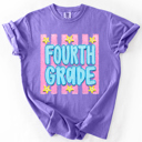  Back To School Kids, Striped, First Day, Teacher, Grades, Students, Colorful Comfort Colors T-Shirt