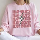 XL Light Pink Heart Breaker Retro Bolt Valentine's Day Vintage Style Statement Ultra Bold Edgy Graphic Sweatshirt