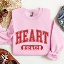 Large Light Pink Heart Breaker Collegiate Love Valentine Edition Heartfelt Statement Forever Sweatshirt