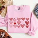  Heart Doodles Valentine's Day Love Edition Cozy Fleece Graphic Warm Comfort Relaxed Fit Sweatshirt