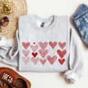 XXXL Ash Light Gray Heart Doodles Valentine's Day Love Edition Cozy Fleece Graphic Warm Comfort Relaxed Fit Sweatshirt