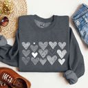 Medium Dark Gray Heather Heart Doodles Valentine's Day Love Edition Cozy Fleece Graphic Warm Comfort Relaxed Fit Sweatshirt