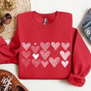 Small Red Heart Doodles Valentine's Day Love Edition Cozy Fleece Graphic Warm Comfort Relaxed Fit Sweatshirt
