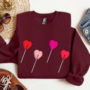 XL Maroon Valentine's Candy Lollipop Sweet Heart Graphic Print Celebrating Love Valentine's Day Edition Sweatshirt