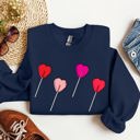 XXXL Navy Valentine's Candy Lollipop Sweet Heart Graphic Print Celebrating Love Valentine's Day Edition Sweatshirt