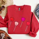 XL Red Valentine's Candy Lollipop Sweet Heart Graphic Print Celebrating Love Valentine's Day Edition Sweatshirt
