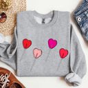 XXL Heather Sport Gray Valentine's Candy Lollipop Sweet Heart Graphic Print Celebrating Love Valentine's Day Edition Sweatshirt